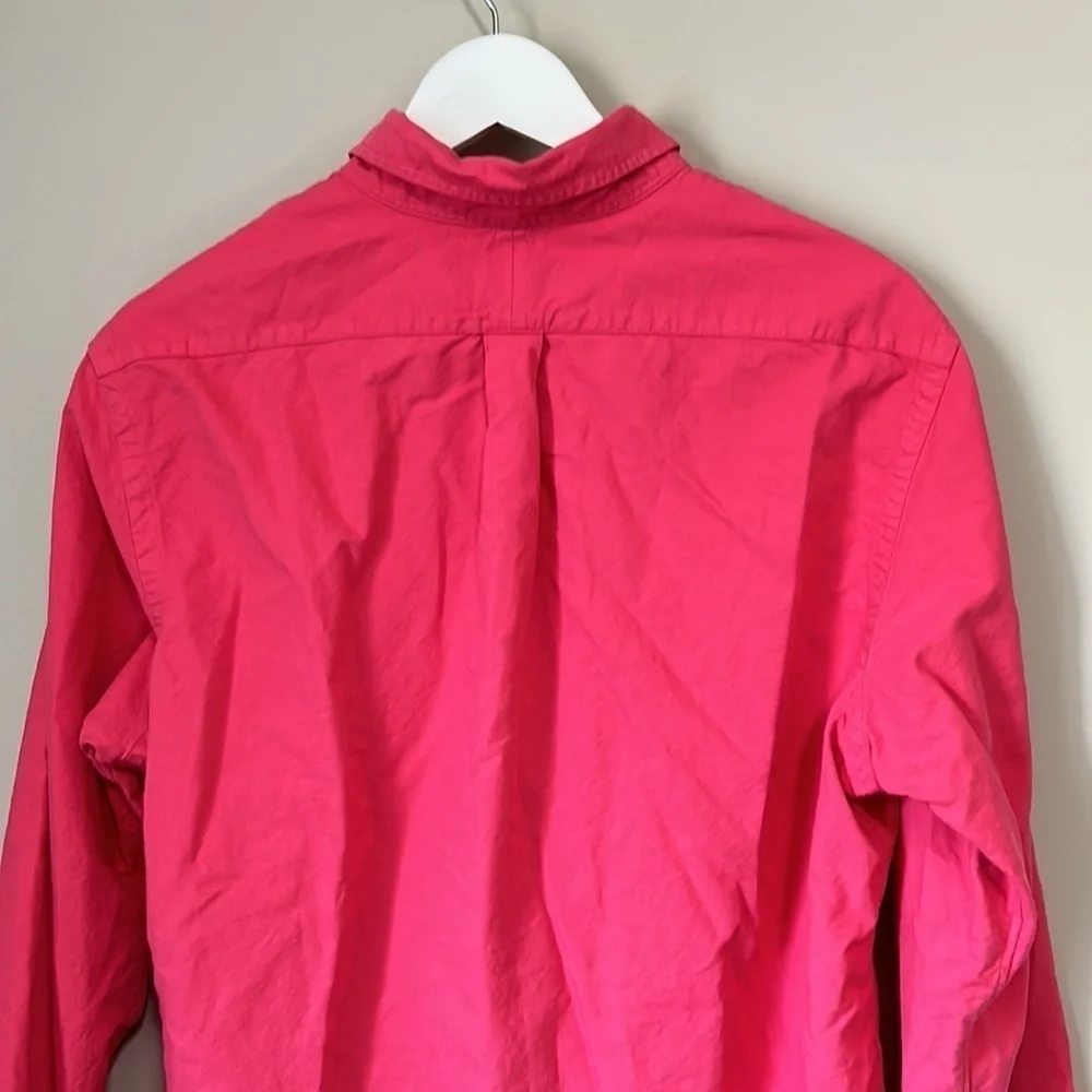 Polo Ralph Lauren Mens logo embroidered cotton button down shirt Pink Sz L